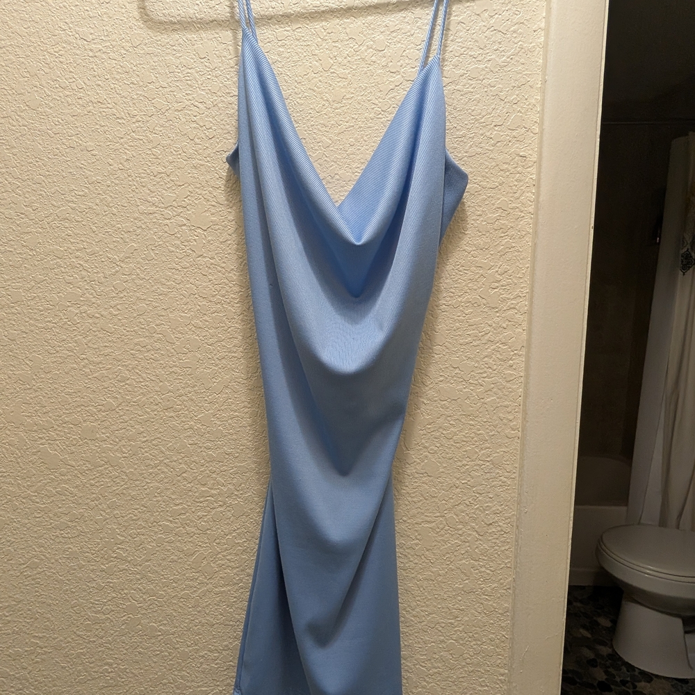 Elegant Backless Blue Dress